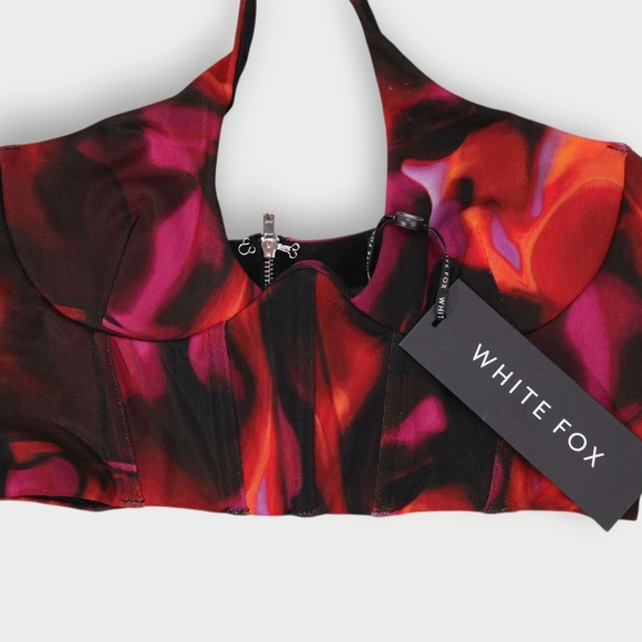 White Fox Fantasy World Bustier Pink Flame Halter Top Womens Size Large - Picture 3 of 7